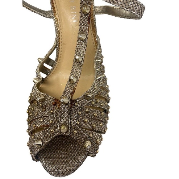 GIANNI Bini Gold Spike Stud Platform Caged Heels Size 8.5 M - Picture 3 of 11